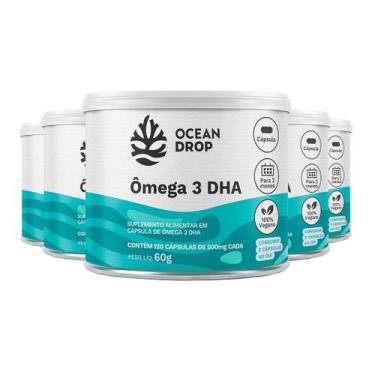 Imagem de Kit 5 Ômega 3 Dha 460Mg Ocean Drop Vegano 120 Cápsulas