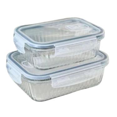 Imagem de Kit 2 Potes Herméticos Vidro Wolff Lines 370ml e 640ml