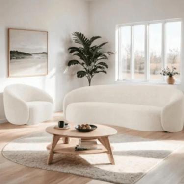 Imagem de Kit Sofá 3 Lugares 200cm e Poltrona Orgânico Luxo Recepção Sala de Est