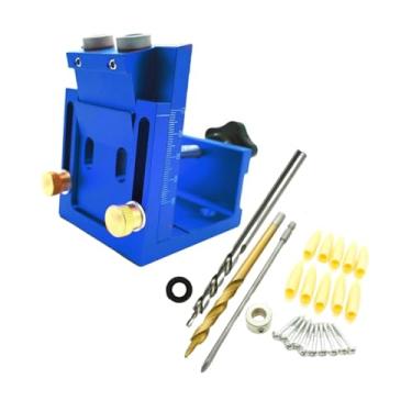 Imagem de WeiLaiKeQi Kits de gabarito para furos de bolso, guias para marcenaria, ferramenta de ângulo de junta, localizador de furos inclinados multifuncional para, Broca Azul 2