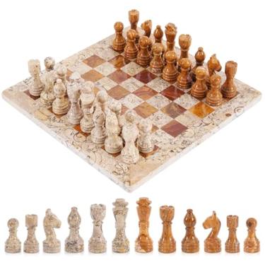 Imagem de Radicaln Marble Chess Set 12'' Inches Red and Coral Handmade Classic Family Board Games for Adults, Luxury Marble Chess Board & Pieces for Gifts, Modern Table Chess