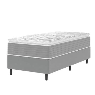 Imagem de Cama Box Solteiro Molas Ensacadas Pillow Top 88x188x63cm Martino Cinza Umaflex