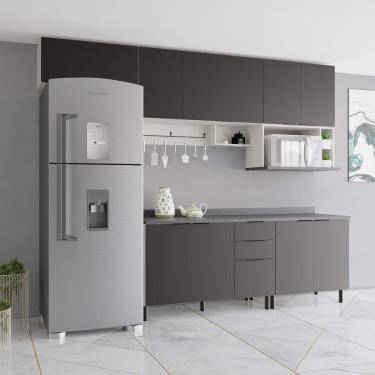 Imagem de Cozinha Completa Bartira Rubi com 9 Portas, 5 Prateleiras, 3 Gavetas, 1 Nicho para Micro-ondas e 360cm de Largura – Preto 