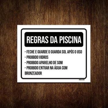 Imagem de Placa Sinalização - Regras Piscina Feche Guarda Sol 18X23 - Sinalizo