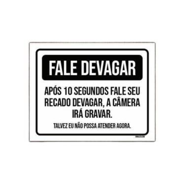 Imagem de Placa Fale Devagar Após 10 Segundos Câmera Gravar 36X46