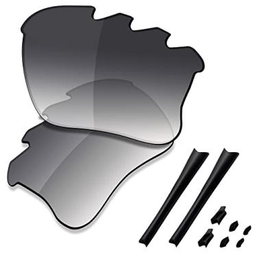 Imagem de SAUCER Lentes de reposição premium e kits de borracha para Oakley Flak Jacket XLJ ventilado | Flak Jacket XLJ Óculos de sol ventilados Low Bridge Fit High Defense - Cinza degradê matiz