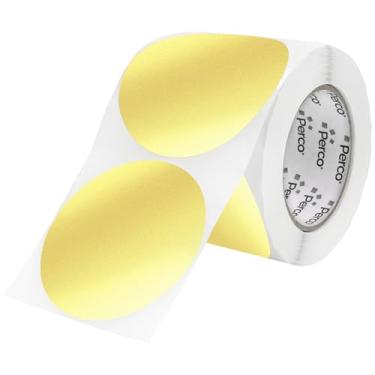 Imagem de Perco Etiquetas adesivas redondas douradas metálicas de 10 cm com perfuração fácil de descascar - 400 etiquetas por rolo - selos elegantes para convites de casamento, cartões de férias, embrulho de