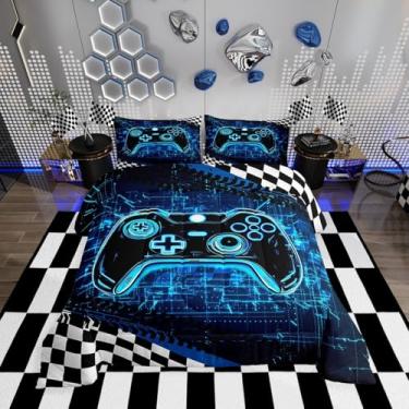 Imagem de Jogo de cama casal com estampa geométrica, abstrata, geométrico, geométrico, preto, preto, 3D, para meninos, crianças, adolescentes, preto e branco, bandeira de competição