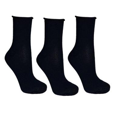 Imagem de 3 Pares Meia Sem Punho Feminina Algodão Não Aperta a Canela - KL, 3 pa