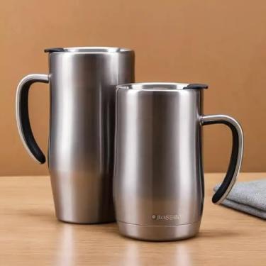 Imagem de Caneca Térmica Parede Dupla em Aço Inox Cinza 700ml com Tampa Rosqueável - Estilo Casual