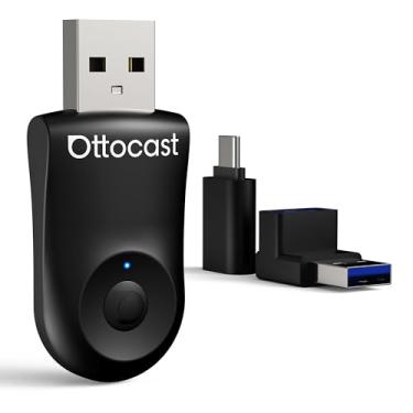 Imagem de OTTOCAST Mini adaptador Carplay sem fio 2 em 1 para Apple iPhone com passagem GPS, adaptador automotivo Android, Plug & Play, converte dongle de carro com fio em sem fio para USB e USB-C, sem atraso