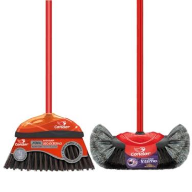 Imagem de Kit Limpeza Completo 1 Vassoura Pelo Natural 1 Vassoura Piaçava Com Cabo Qualidade