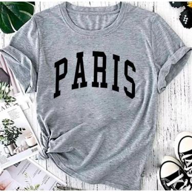 Imagem de Blusa T-shirt Linda Camiseta Feminina Paris Camisa - SEM MARCA, Cinza,