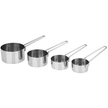 Imagem de Conjunto Xícara Medidora De Aço Inox Cozinha 4 Peças Brinox Top Pratic