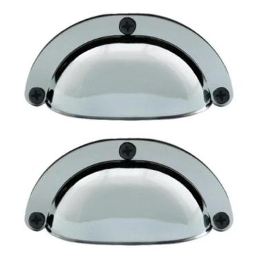 Imagem de 02 Puxador Móveis Concha Retrô Metal Peq Colonial Cromado