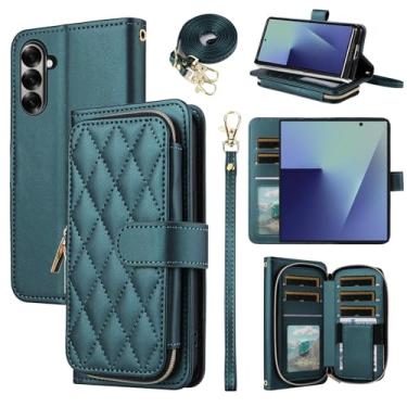 Imagem de Furiet Argyle Capa carteira para Samsung Galaxy Z Fold 7 5G 2025 com alça de pulso/ombro slot para cartão bolsa com zíper bolsa de couro PU de luxo com suporte para celular ZFold7 Z7 G Fold7 7Z
