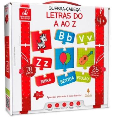 Imagem de QUEBRA-CABEÇA de Madeira 78 Peças Letras do a AO Z Brincadeira de Cria