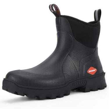 Imagem de Showave Botas Curtas De Borracha Masculinas, Botas De Chuva Impermeáveis, Botas De Trabalho Isoladas Com Sola Esportiva Confortável, Pretas, Tamanho 7