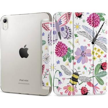 Imagem de DONGKE Capa inteligente para iPad mini 7 (A17 Pro) 2024 e iPad mini 6 2021 de 8,3 polegadas, capa traseira translúcida fina e dobrável para iPad mini 7ª/6ª geração [despertar/hibernar automaticamente