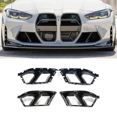 Imagem de Capa de moldura de farol de neblina de carro decoração de moldura compatível com 3 séries G80 G82 M3 M4 2021-2024 kit de carroceria acessórios para carro (fibra de carbono)