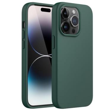 Imagem de JETech Capa de Silicone para iPhone 14 Pro Max 6,7 Polegadas, Case Protetora para Corpo Inteiro com Toque Suave e Sedoso, Capinha à Prova de Choque com Forro de Microfibra (Verde Meia-Noite)