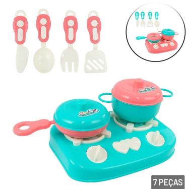 Imagem de KIT Cozinha de Plástico 07 Peças com Fogão Color - Tudo em Caixa