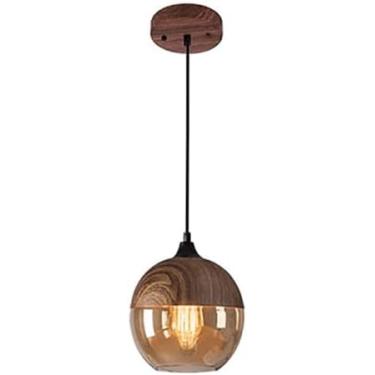Imagem de Nordic Modern Loft Hging Glass Pendt Lamp Fixtures E27 Pendt Lights Wood Grain Metal Ceiling Lamp Para Restaurt Bar Sala De Estar Quarto, B