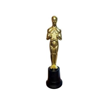 Imagem de Estátua Troféu Oscar Decorativo Estatueta Dourada Hollywood Premiação 