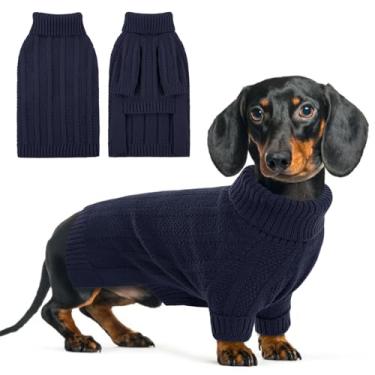 Imagem de Queenmore Suéter pequeno para cachorro, suéter pequeno para cachorro, suéter de malha macia, roupas de Natal, pulôver de gola rolê, suéteres para cachorros e meninas, meninos, malha aconchegante para