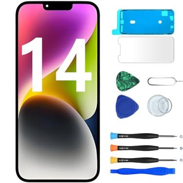 Imagem de Tela de substituição para iPhone 14, tela sensível ao toque 3D, tela LCD digitalizadora, montagem com fita adesiva à prova d'água e kit de ferramentas de reparo