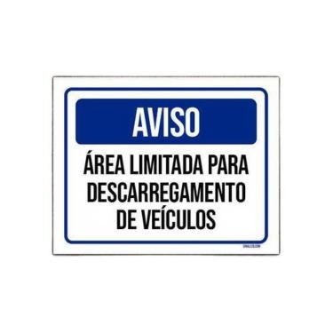 Imagem de Placa Sinalização Aviso Área Limitada Descarregamento 36X46
