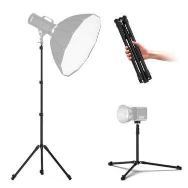 Imagem de COMAN Suporte de luz extensível de 1,9 m, tripé de alumínio ajustável com parafuso de 1/10.2 cm - portátil, suporte de iluminação de estúdio dobrável reverso para estroboscópio, câmera, flash