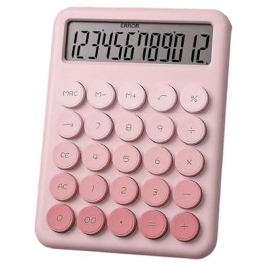 Imagem de Pacote com 1 calculadora de interruptor mecânico com visor LCD grande de 12 dígitos, linda calculadora básica com botão grande, almofada antiderrapante, cálculo preciso para casa, escola, escritório