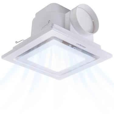 Imagem de yanliangvich Exaustor de banheiro com luz, ventilador de banheiro de 20 cm com luz para casa, selecionável 3000K/4500K/6000K, ventilador de banheiro de 110 CFM, exaustores ultra-silenciosos 1.0 Sones