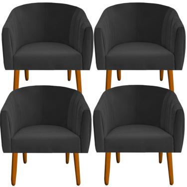 Imagem de Kit 04 Poltrona Julia Decoração Salão Cadeira Escritório Recepção Estar Amamentação Suede Grafite D'classe Decor