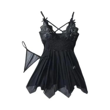 Imagem de Conjunto De Camisola De Renda Verde Para Mulheres Com Decote Em V, Pij