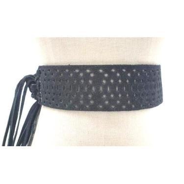 Imagem de Cinto feminino de amarrar sem fivela de couro camurça ma001e - Barão d