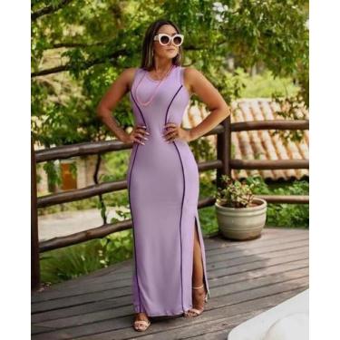 Imagem de Vestido Longo PLus Size Regata Viés Moda Evangélica Feminina - Miss Fl
