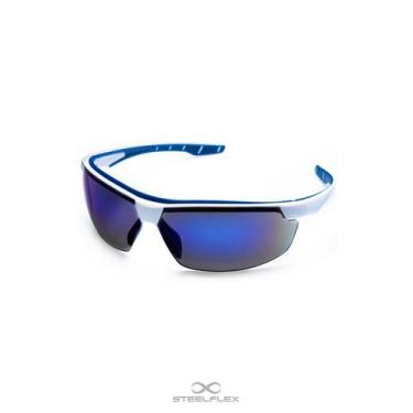 Imagem de Oculos esportivo espelhado neon steelflex azul  ar/ae/uv