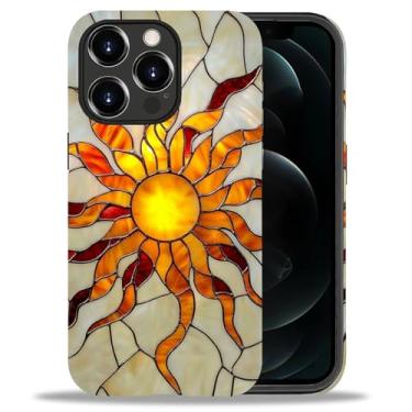 Imagem de CARLOCA Capa para iPhone 12 Pro Max, Sun Stars Celestial Vitral TPU macio + PC rígido 2 em 1, capa protetora antiarranhões à prova de choque compatível com iPhone 12 Pro Max