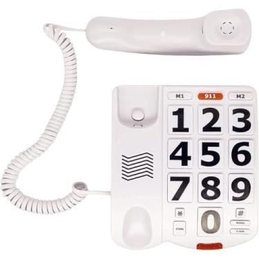 Imagem de Huamch Telefone Fixo Com Fio Para Idosos - Telefone Com Botão Grande E Discagem De Emergência Sos, Volume Extra Alto, Compatível Com Aparelhos Auditivos, Operação Fácil Para Idosos