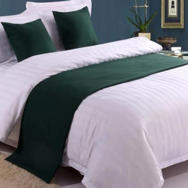 Imagem de Cachecol de corredor de cama de hotel, colchas de cor sólida, lenços, capa protetora para quarto, hotel, decoração, Queen King, toalha de cama verde-2||fronha*1 45 x 45 cm