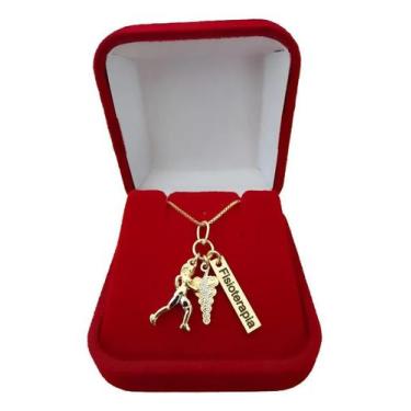 Imagem de Colar Profissão Fisioterapia Pingentes Banhado A Ouro - Jhulias Joias 