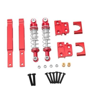 Imagem de TTETTZ Conjunto de hastes de tração de amortecedor RC com óleo para atualização de amortecedores RC para 1/12 MN82, Vermelho