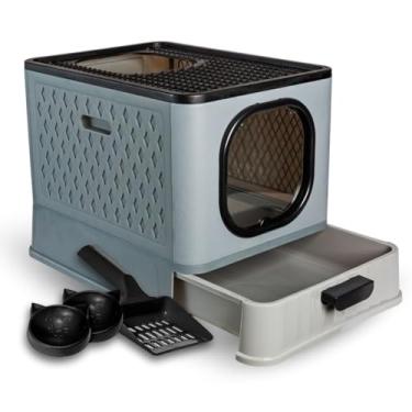 Imagem de Caixa Areia Fechada Gato Grande Sandbox Higiênica Premium Lillos Pet (Cinza)