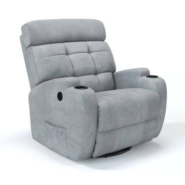 Imagem de Poltrona do Papai Reclinável Elétrica com Base Giratória e Balanço em Tecido Bouclé Damie