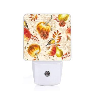 Imagem de EMXION Abóboras de outono, luz noturna de outono de ação de graças, tomada na parede, lâmpada de LED, adequada para quartos, cozinhas, banheiros, etc. Sensor automático do crepúsculo ao amanhecer