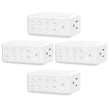 Imagem de TOPELER Saída de temporizador digital de contagem regressiva, temporizador plug-in para tomadas elétricas com função de repetição, substituição manual, interruptor de desligamento automático de até 4H