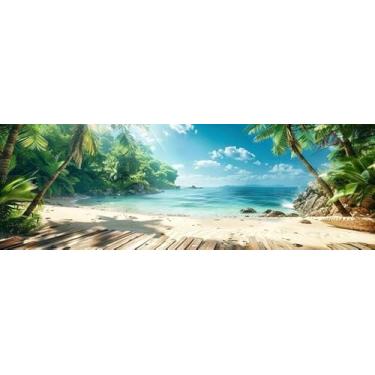 Imagem de Quadro Decorativo com Estampa Tranquil Beachscene Palms And Clear 50 x 50 Papel 1 unidade