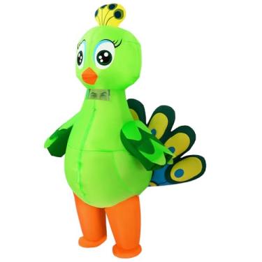 Imagem de Gemscream Fantasia inflável de pavão para adultos, fantasia engraçada de Halloween para mulheres e homens, terno de pavão realista 2025 para cosplay, festival, desfile, eventos de carnaval